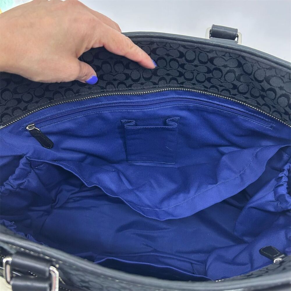 Coach Women's Black Canvas & Leather Tote Bag with Dust Bag EUC - Picture 10 of 16